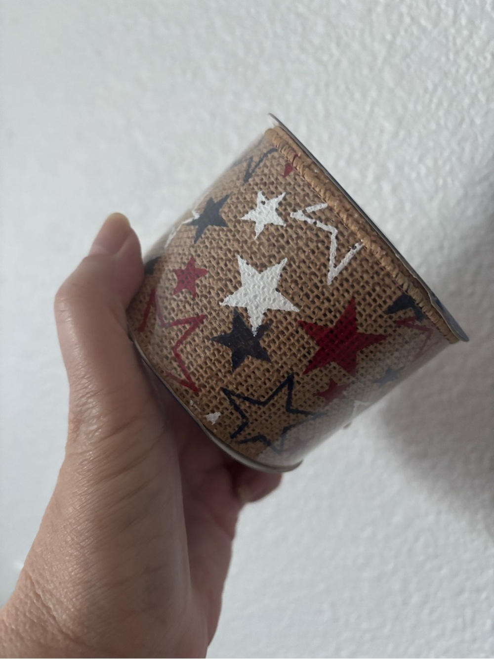 Festive Star Ribbon Roll - Natural with Red, White Navy Stars ⭐️ Final Sale